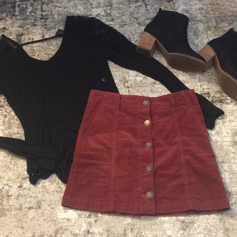 Black Long Sleeve Top w/ Low Back and Lace Detail